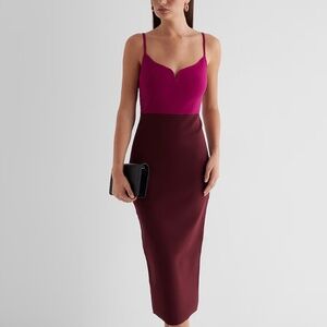Body Contour Color Block V-Wire Sleeveless Midi Sweater Dress